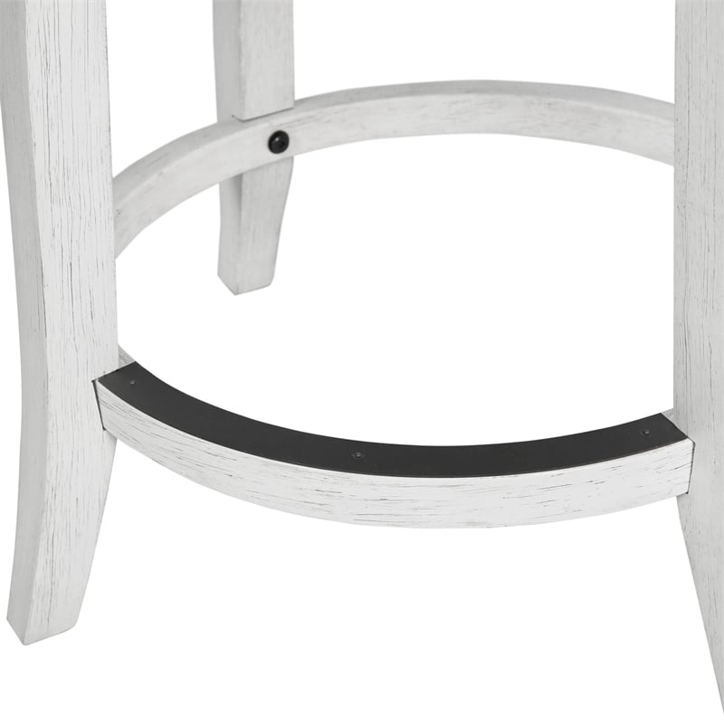 Farmhouse 31in. Reclaimed White Bar-Height Bar Stool and Natural Seagrass Seat