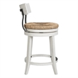 Farmhouse 26in. Recalimed White Counter-Height Stool and Natural Seagrass Seat
