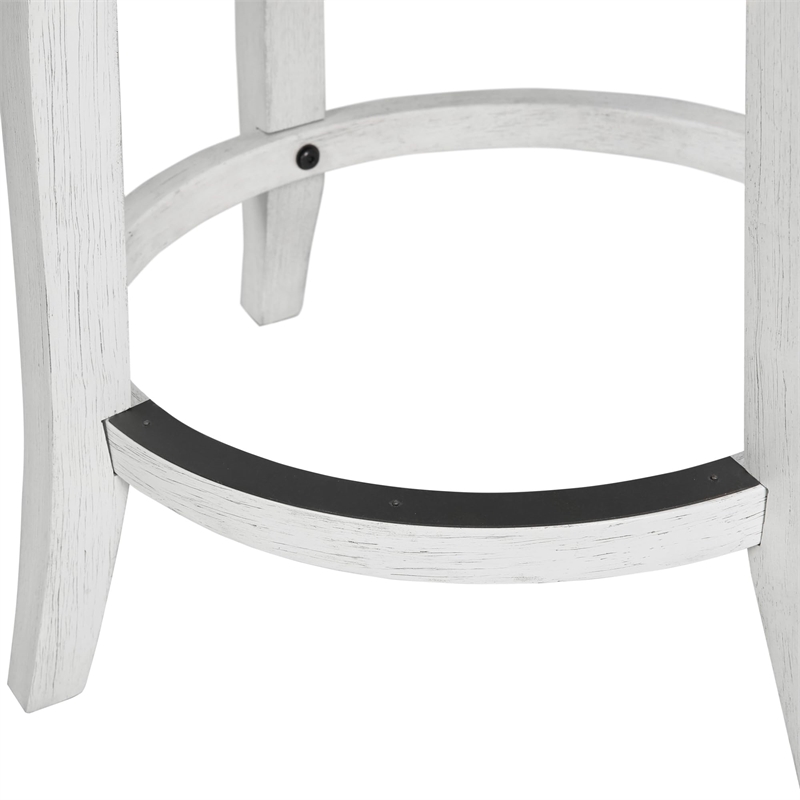 Farmhouse 26in. Recalimed White Counter-Height Stool and Natural Seagrass Seat