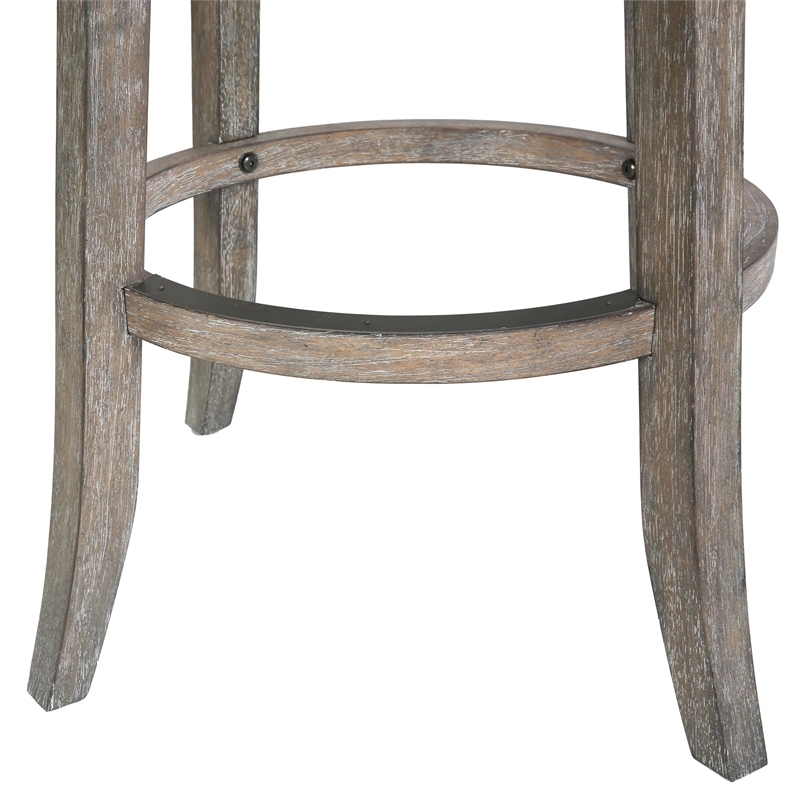 Farmhouse 31in. Reclaimed Gray Bar-Height Bar Stool with Natural Seagrass Seat