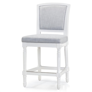 Charleston 26in. White Counter-Height Bar Stool with Gray Upholstery