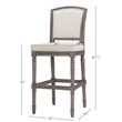 Charleston 31in. Weathered Gray Bar-Height Bar Stool with Gray Upholstery