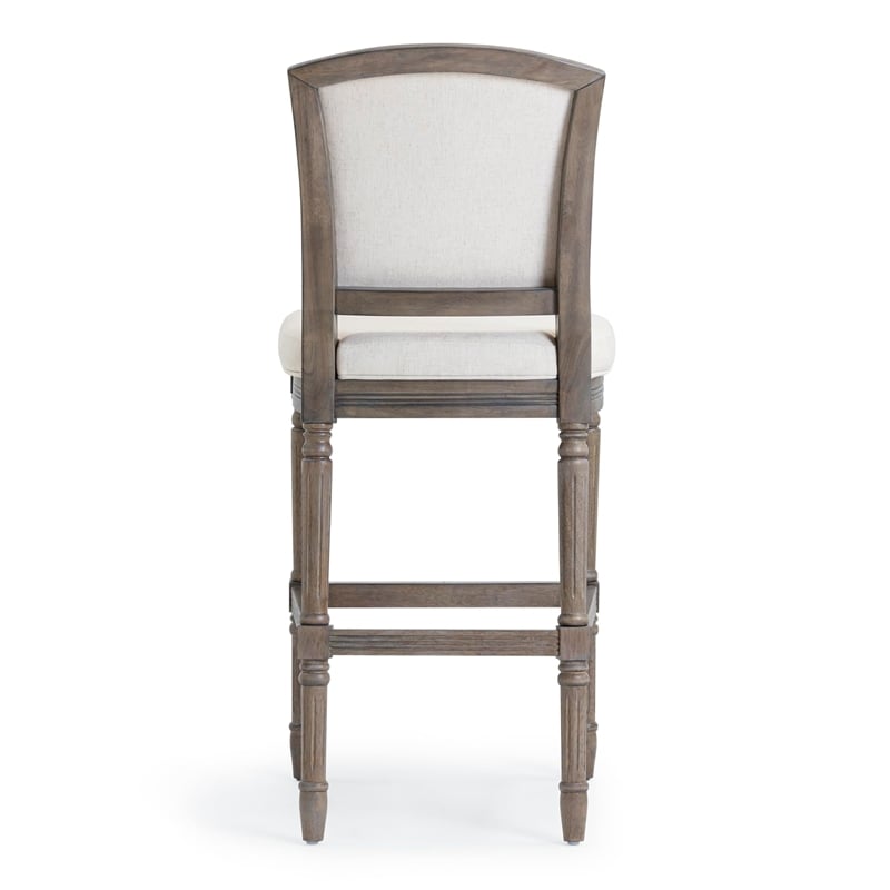 Charleston 31in. Weathered Gray Bar-Height Bar Stool with Gray Upholstery