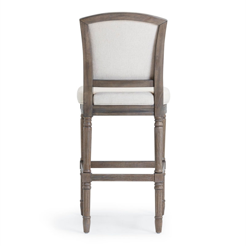 Charleston 31in. Weathered Gray Bar-Height Bar Stool with Gray Upholstery