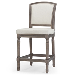 Charleston 26in. Weathered Gray Counter-Height Bar Stool with Gray Upholstery