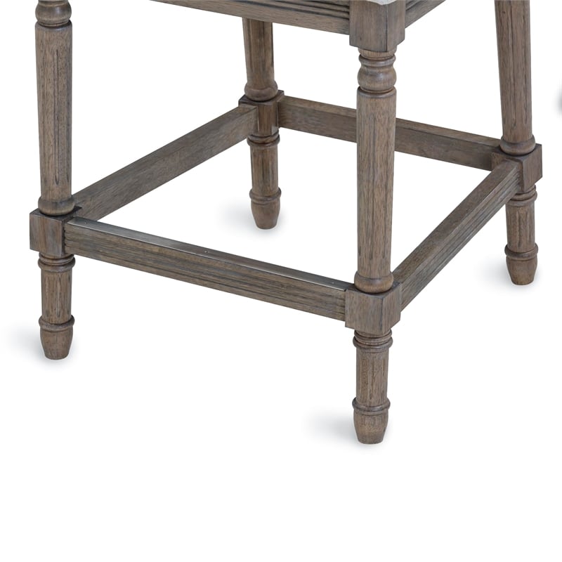 Charleston 26in. Weathered Gray Counter-Height Bar Stool with Gray Upholstery