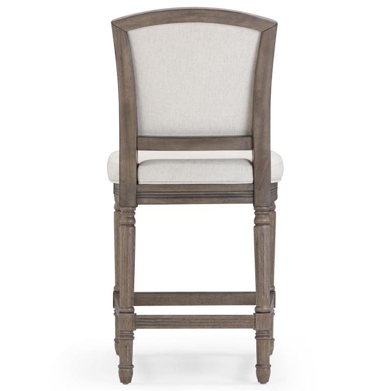 Charleston 26in. Weathered Gray Counter-Height Bar Stool with Gray Upholstery