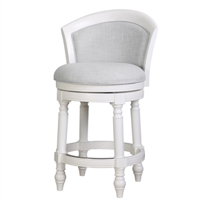 Emily 26in. Barrel-Back Counter-Height Swivel Stool with Light Gray Upholstery