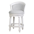Emily 26in. Barrel-Back Counter-Height Swivel Stool with Light Gray Upholstery