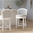 Emily 26in. Barrel-Back Counter-Height Swivel Stool with Light Gray Upholstery