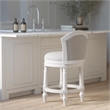 Emily 26in. Barrel-Back Counter-Height Swivel Stool with Light Gray Upholstery