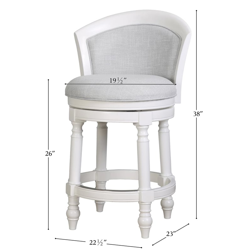 Emily 26in. Barrel-Back Counter-Height Swivel Stool with Light Gray Upholstery
