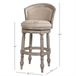 Emily 31in. Barrel-Back Swivel Bar Stool- Gray with Beige Upholstery