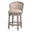 Emily 26in. Barrel-Back Swivel Counter-Height Stool- Gray with Beige Upholstery
