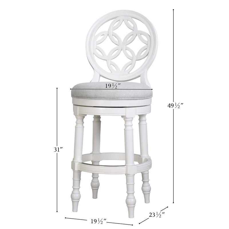 Upholstered 31in. Swivel Bar Stool- Farmhouse White