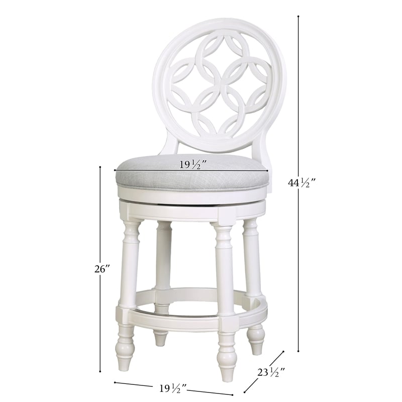 Upholstered 26in. Swivel Counter-Height Stool- Farmhouse White