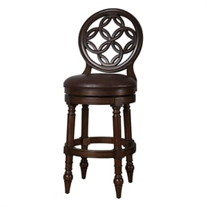 Upholstered 31in. Bar Stool with Back and Swivel- Distressed Walnut
