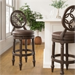 Upholstered 26in. Counter-Height Stool with Back and Swivel- Distressed Walnut