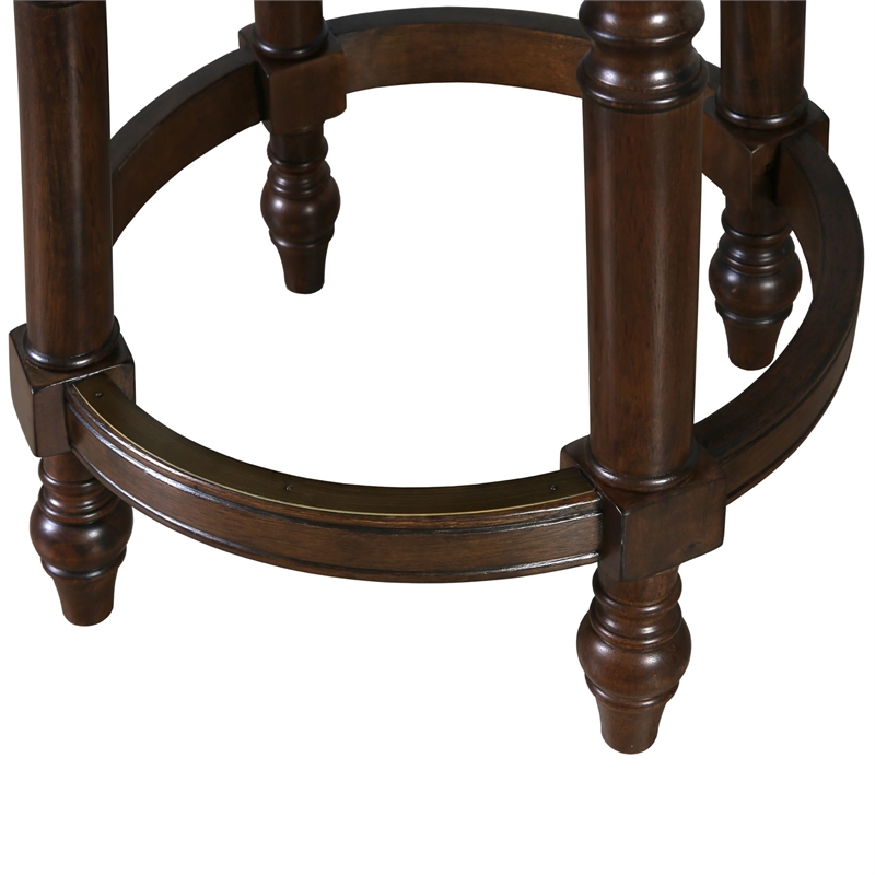 Upholstered 26in. Counter-Height Stool with Back and Swivel- Distressed Walnut