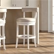Pasha 31in. Bar-Height Bar Stool- White with Gray Faux Leather Seat and Back