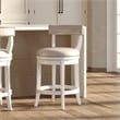 Pasha 26in. Counter-Height Swivel Bar Stool- White with Gray Faux Leather Seat