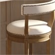 Pasha 31in. Bar-Height Wood Bar Stool- Pecan Finish with Linen Fabric Seat