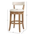 Pasha 31in. Bar-Height Wood Bar Stool- Pecan Finish with Linen Fabric Seat