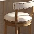 Pasha 26in. Counter-Height Bar Stool- Pecan Finish with Linen Fabric Seat