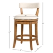 Pasha 26in. Counter-Height Bar Stool- Pecan Finish with Linen Fabric Seat