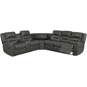 nathaniel home amelia leather reclining corner sectional