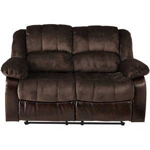 nathaniel home aiden fabric faux leather upholstered reclining loveseat