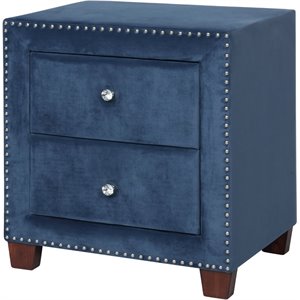 nathaniel home aliyah 2 drawer faux velvet upholstered nightstand