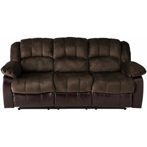 nathaniel home aiden fabric faux leather upholstered reclining sofa