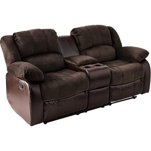 nathaniel home aiden fabric upholstered reclining console loveseat