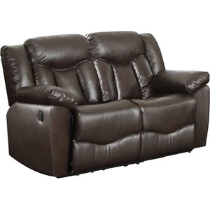 nathaniel home james leather upholstered reclining loveseat in brown
