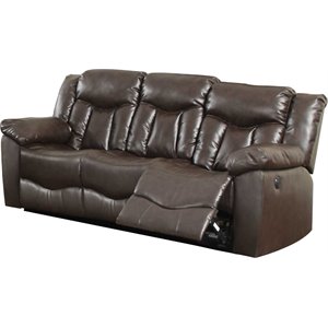 nathaniel home james leather upholstered reclining sofa in brown