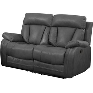 nathaniel home benjamin leather upholstered reclining loveseat in gray