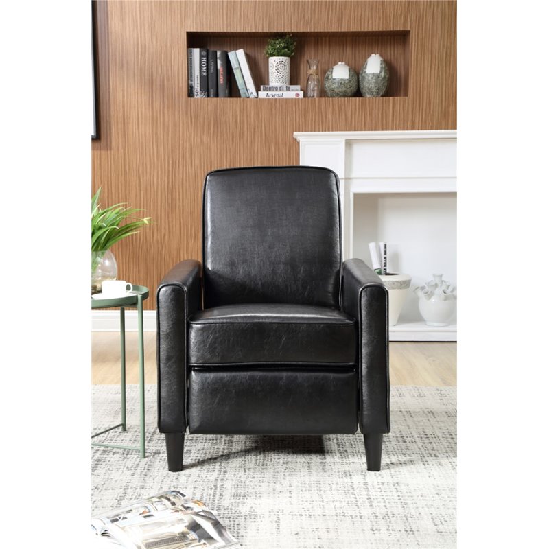 nathaniel home push back faux leather recliner