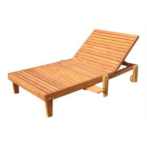Best Redwood 36&quot Solid Wood Outdoor Wide Chaise Lounge in Natural