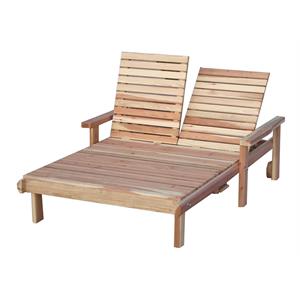 Best Redwood 45&quot Solid Wood Outdoor Double Chaise Lounge in Natural/Beach Clear