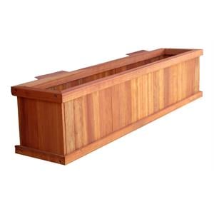 Best Redwood 24&quot Farmhouse Solid Wood Window Planter Box in Natural Heart Stain
