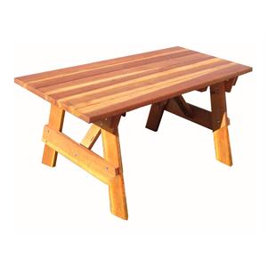 Best Redwood 96&quot Solid Wood Square Corner Picnic Table in Natural