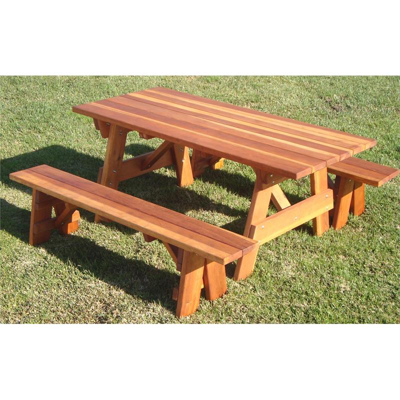 Best Redwood 60 Solid Wood Picnic Table With Detached Bench In Natural Cymax Business - Is Redwood Good For Outdoor Furniture