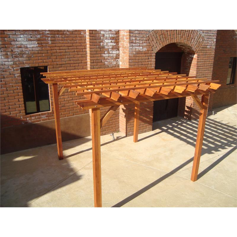 Best Redwood 16ft x 16ft Farmhouse Solid Wood Super Deck Pergola in Natural
