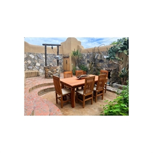 Best Redwood 84&quot Farmhouse Solid Wood Dining Table in Natural No Stain