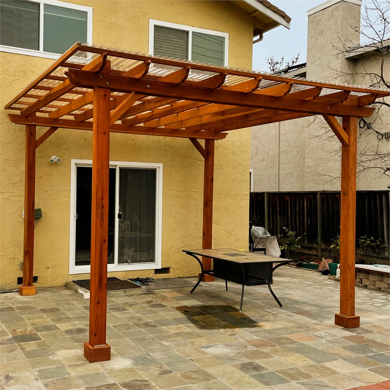Best Redwood 12 ft. x 12 ft. Pacific Douglas Fir Wood Pergola in Multicolor