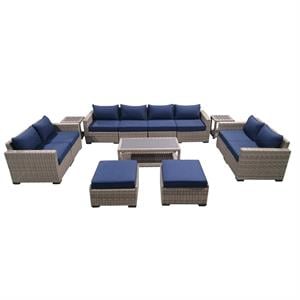 13-piece outdoor pation furniture set wicker rattan sectional sofas with tables