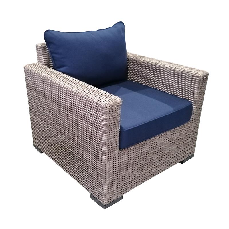 11 Piece Wicker Rattan Outdoor Sectional Set With Blue Cushions And Coffee Table Cs W22 - Grey Rattan Garden Furniture With Blue Cushions