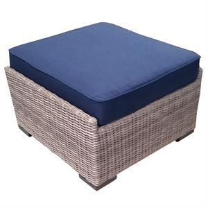 outdoor 27 in. wicker ottoman with uv and weather resistant cushion