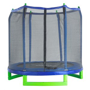 upper bounce 7' classic trampoline and enclosure set in black and blue